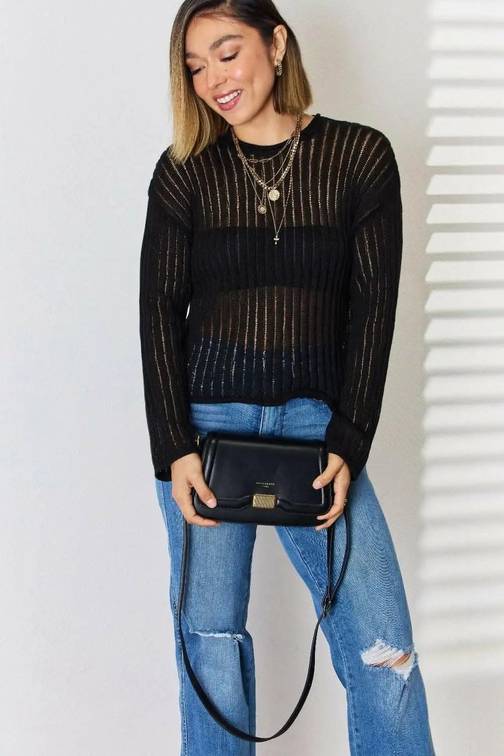 Chic faux leather crossbody bag - Love Salve